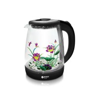 Чайник електричний скляний з квіткою 1,8л 2400Вт синє LED-підсвічування BITEK BT-3111 12шт 