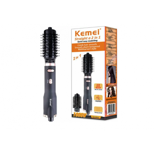 Фен-щітка для укладання волосся Kemei KM-8022, 2 насадки 1000W