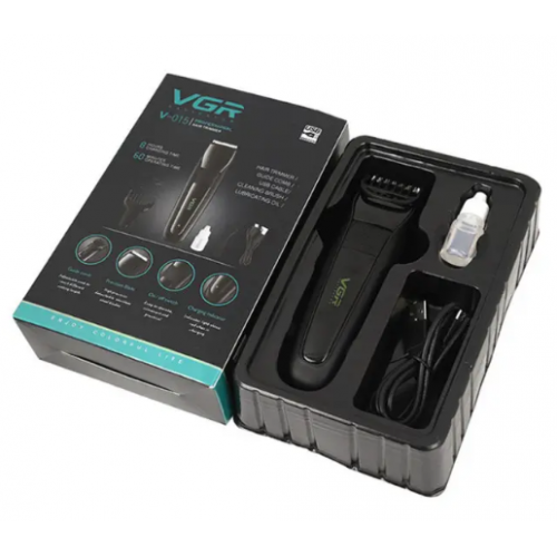Машинка для стрижки волосся VGR V-015 Professional Black акумуляторна, 1000 мАч, 5 Вт