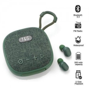 Bluetooth-колонка з навушниками TG813, з функцією speakerphone, радіо, green Bluetooth-колонка з навушниками TG813, з функцією speakerphone, радіо, green