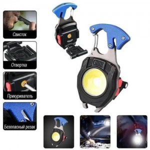 Ліхтар MULTIFUNCTIONAL W5147/LL-202-COB(White+Yellow+Red), multitool, Li-Ion акумулятор, магніт, карабін, викрутка, запальничка