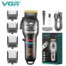 Акумуляторна машника для стриження (clipper) VGR V-699 BLACK, 4 насадки, LED display