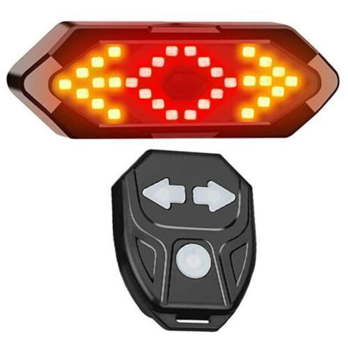 Велоліхтар FY-1820 із зазначенням поворотів (Red+Yellow), Waterproof, ЗП microUSB, вбуд. аккум., пульт управління, CR2032