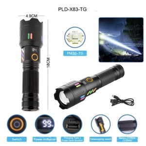 Ліхтар NIGHT VISION FLUORESCENCE X83 WHITE LASER LED PM30-TG, 1х26650, power bank, індикація заряду, ЗУ Type-C, zoom, Box Ліхтар NIGHT VISION FLUORESCENCE X83 WHITE LASER LED PM30-TG, 1х26650, power bank, індикація заряду, ЗУ Type-C, zoom, Box