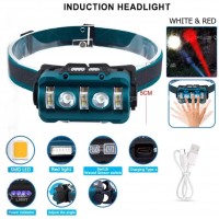 Ліхтар налобний W-6112A-2XPE+12SMD+6SMD(white+red), Motion Sensor, Li-Ion акумулятор, індикація заряду, ЗУ Type-C, Box