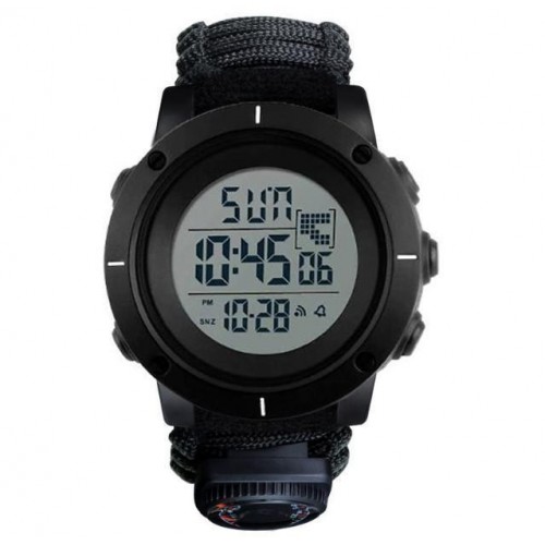 Годинники наручні 1213BK SKMEI PARACORD, BLACK BIG SIZE, Compass, термометр, свисток, кресало