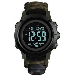 Годинники наручні 1426AGBK SKMEI PARACORD, ARMY GREEN-BLACK, ABS RING, Compass, термометр, свисток, кресало Годинники наручні 1426AGBK SKMEI PARACORD, ARMY GREEN-BLACK, ABS RING, Compass, термометр, свисток, кресало