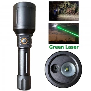 Ліхтар CK007-T6 + лазер зелений, 1х18650/3xAAA, ЗУ 220V, zoom, Box