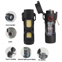 Ліхтар MULTIFUNCTIONAL D66-COB, Li-Ion акумулятор, індикація заряду, запальничка, ЗП Type-C, Box