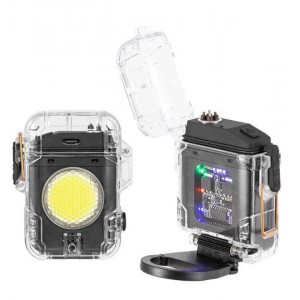 Ліхтар MULTIFUNCTIONAL D52-2-COB black, Li-Ion акумулятор, індикація заряду, запальничка, ЗП Type-C, Box