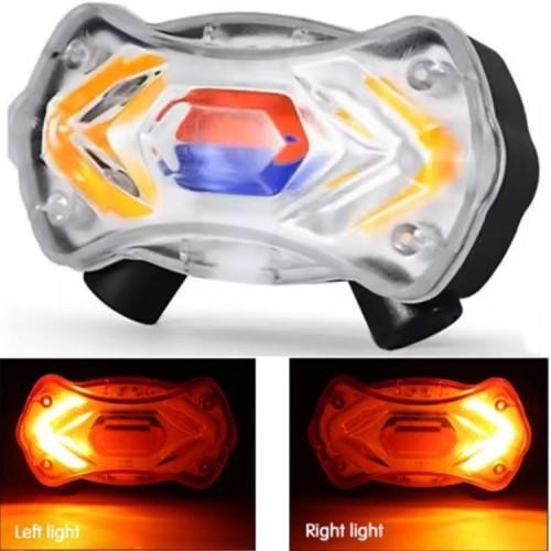 Велоліхтар KXK-03 STOP (червоний + синій), сирена, 2LASER, із зазначенням поворотів, Li-Ion акумулятор