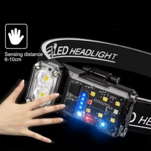 Ліхтар налобний X52-2LED+6SMD(RGB), Motion Sensor, індикація аряду, Li-Ion акумулятор, ЗУ Type-C, кліпса, магніт, Box Ліхтар налобний X52-2LED+6SMD(RGB), Motion Sensor, індикація аряду, Li-Ion акумулятор, ЗУ Type-C, кліпса, магніт, Box