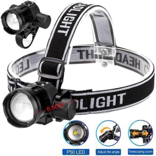 Ліхтар налобний PLD-5835-P50, велокріплення, Li-Ion акумулятор, ЗУ Type-C, zoom, Box