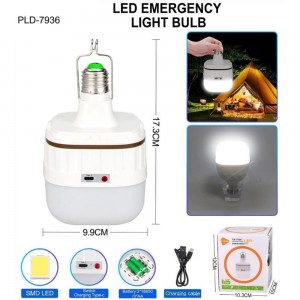 Світлодіодна LED лампочка з акумулятором FA-7936, 30W, E27, 2x18650/3×ААА, гачок, ЗУ Type-C Світлодіодна LED лампочка з акумулятором FA-7936, 30W, E27, 2x18650/3×ААА, гачок, ЗУ Type-C