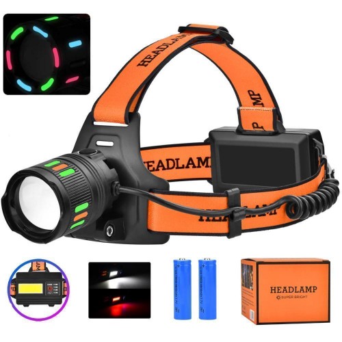 Ліхтар налобний NIGHT VISION FLUORESCENCE BL-T203-TG+COB(white+red), 2x18650, 1 режим, ЗУ Type-C, zoom