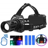 Ліхтар налобний CARBON BL-2322-TG+3LED(white+red+blue+green), Motion Sensor, 3x18650, ЗУ Type-C, zoom