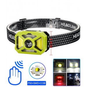 Ліхтар налобний 2323-P50+SMD+COB(white+red), Motion Sensor, Li-Ion акумулятор, ЗУ Type-C