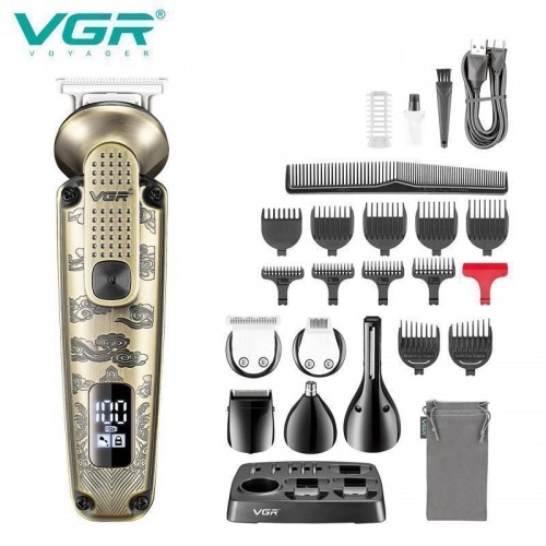 Набір для стриження VGR 6 в 1 V-095, 16 насадок, LED display