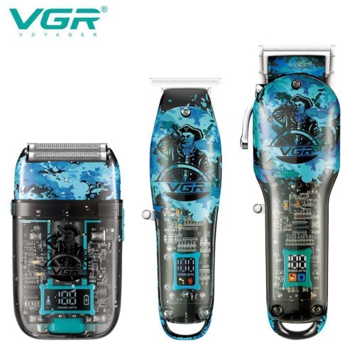 Комплект VGR 3 в 1 V-645 акумуляторна машинка для стриження (clipper), триммер та електробритва (шейвер)