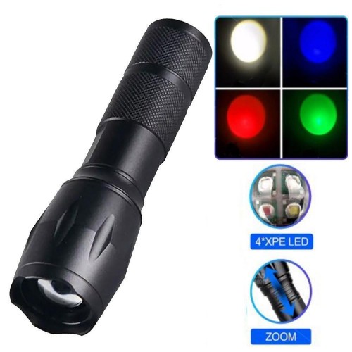 Ліхтар X10-4XPE LED(White+Red+Blue+Green), Li-Ion акумулятор, ЗП microUSB, zoom