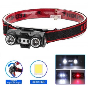 Ліхтар налобний 6532-3030+SMD(WHITE+RED), Motion Sensor, Li-Ion акумулятор, ЗУ Type-C, кліпса, магніт Ліхтар налобний 6532-3030+SMD(WHITE+RED), Motion Sensor, Li-Ion акумулятор, ЗУ Type-C, кліпса, магніт