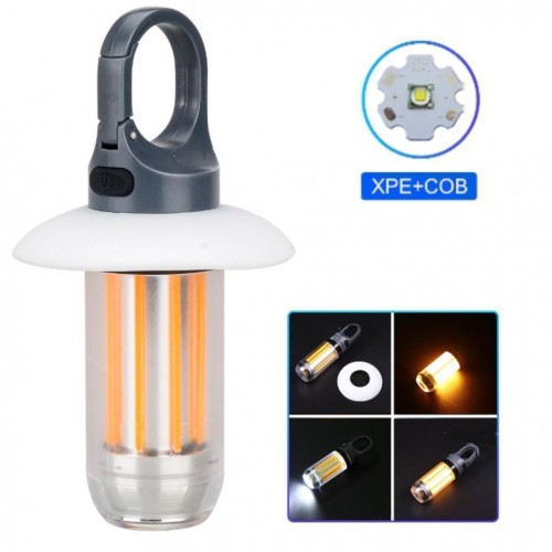 Лампа YY-17-LED+4 вольфрамові лампи, Li-Ion аккум., ЗУ Type-C, карабін