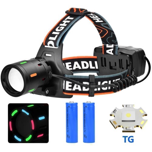 Ліхтар налобний NIGHT VISION FLUORESCENCE BL-T207-TG, 1 режим, 2x18650, ЗП Type-C, zoom