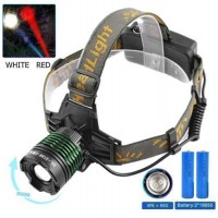 Ліхтар налобний Police 2188-2XPE (White+Red), 2х18650, signal light, zoom, ЗП microUSB, Box