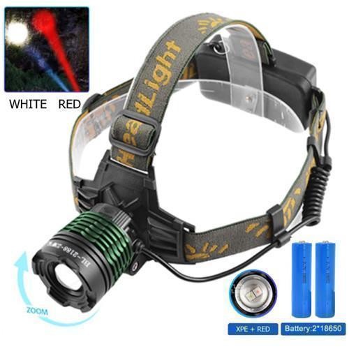 Ліхтар налобний Police 2188-2XPE (White+Red), 2х18650, signal light, zoom, ЗП microUSB, Box