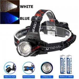 Ліхтар налобний PLD-T115-2PM10-TG(white+blue), 2x18650, ЗУ Type-C, zoom, Box Ліхтар налобний PLD-T115-2PM10-TG(white+blue), 2x18650, ЗУ Type-C, zoom, Box