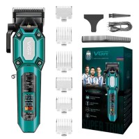 Акумуляторна машинка для стрижки (clipper) VGR V-600 GREEN, 6 насадок, регулятор висоти, LED display, 7000 RPM Акумуляторна машинка для стрижки (clipper) VGR V-600 GREEN, 6 насадок, регулятор висоти, LED display, 7000 RPM