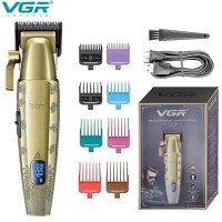 Акумуляторна машинка для стрижки (clipper) VGR V-036, 8 насадок, LED display