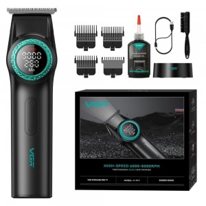 Тример VGR V-977 BLACK, регулювання потужності 6000 - 8000 RPM, 2500 mAh,  4 насадки, LED display