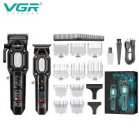 Комплект VGR 2 в 1 V-600&900 BLACK, акумуляторна машинка для стрижки (clipper) і тример, 10 насадок, LED display, 7000 RPM Комплект VGR 2 в 1 V-600&900 BLACK, акумуляторна машинка для стрижки (clipper) і тример, 10 насадок, LED display, 7000 RPM