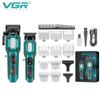 Комплект VGR 2 в 1 V-600&900 GREEN, акумуляторна машинка для стрижки (clipper) і тример, 10 насадок, LED display, 7000 RPM Комплект VGR 2 в 1 V-600&900 GREEN, акумуляторна машинка для стрижки (clipper) і тример, 10 насадок, LED display, 7000 RPM