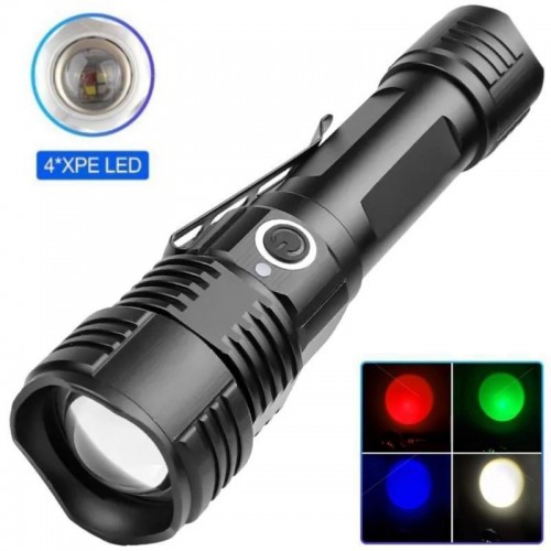 Ліхтар PLD-11-4XPE(RGB), 1х18650, ЗП microUSB, zoom, Box