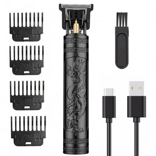Машинка (триммер) для стрижки волосся та бороди T9-2 BLACK, Li-Ion акум., 4 насадки (1.5, 2, 3, 4 мм)