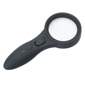 Лупа ручна з LED та UV-підсвічуванням, збільшення 4x, діаметр лінзи 65 мм TH-600559