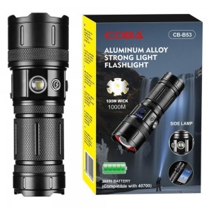 Ліхтар CB-B53-TG, 3х18650, Power Bank, індикація заряду, ЗП Type-C, zoom, Box