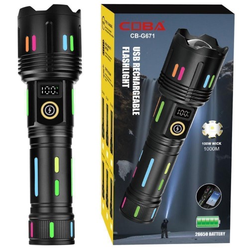 Ліхтар NIGHT VISION FLUORESCENCE G671/G25 WHITE LASER LED PM30-TG, 1х26650/3xAAA, power bank, ЗУ Type-C, zoom, Box