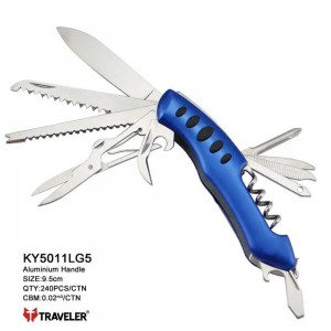Складаний туристичний ніж Traveler 12 в 1, 9.5см 5011-LG5 Black/Blue/Red