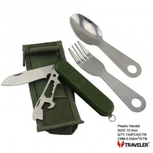 Набір туристичний ніж, виделка, ложка Traveler 10,5см K-601