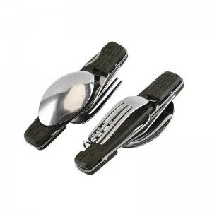 Набір туристичний ніж, вилка, ложка, відкриття, штопор Traveler 12см K-605