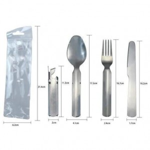 Туристичний набір 4 в 1 ложка, вилка, ніж, відкривалка 17.3 см S-168