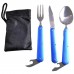 Туристичний набір 3 в 1 ложка, вилка, ніж K-8003 Black/Blue/Red/Grey
