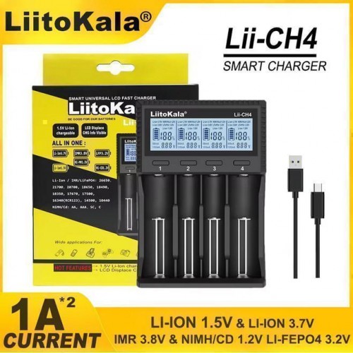 Зарядний пристрій LiitoKala Lii-CH4, 4x26650 /21700 /20700 /18650 /18490 /18350 /17670 /175000 /16340 /14500 /10440 / AA / AAA