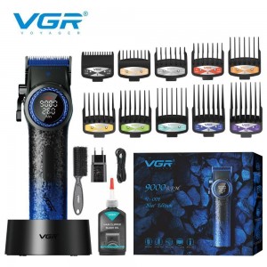 Акумуляторна машинка для стриження (clipper) VGR V-001 BLUE, 10 насадок, 9000 RPM, 4600 mAh, LED light, LED display Акумуляторна машинка для стриження (clipper) VGR V-001 BLUE, 10 насадок, 9000 RPM, 4600 mAh, LED light, LED display