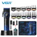 Акумуляторна машинка для стриження (clipper) VGR V-001 BLUE, 10 насадок, 9000 RPM, 4600 mAh, LED light, LED display