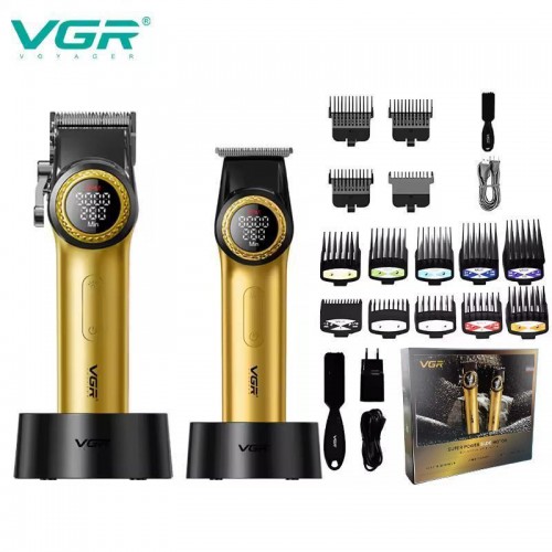 Комплект VGR 2 в 1 V-001&V-977 GOLD, акумуляторна машинка для стрижки (clipper) і тример