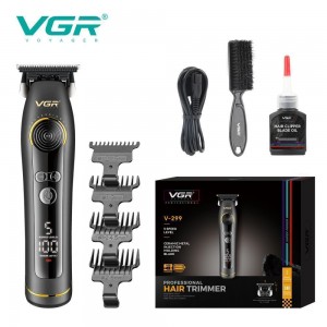 Тример VGR V-299 BLACK, 4 насадки, 9000RPM, 2000 mAh, 5 рівнів швидкості, LED display Тример VGR V-299 BLACK, 4 насадки, 9000RPM, 2000 mAh, 5 рівнів швидкості, LED display
